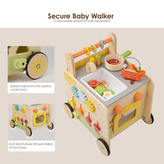 Leeshyah walker features a safe widened base and non-slip wheels for stability