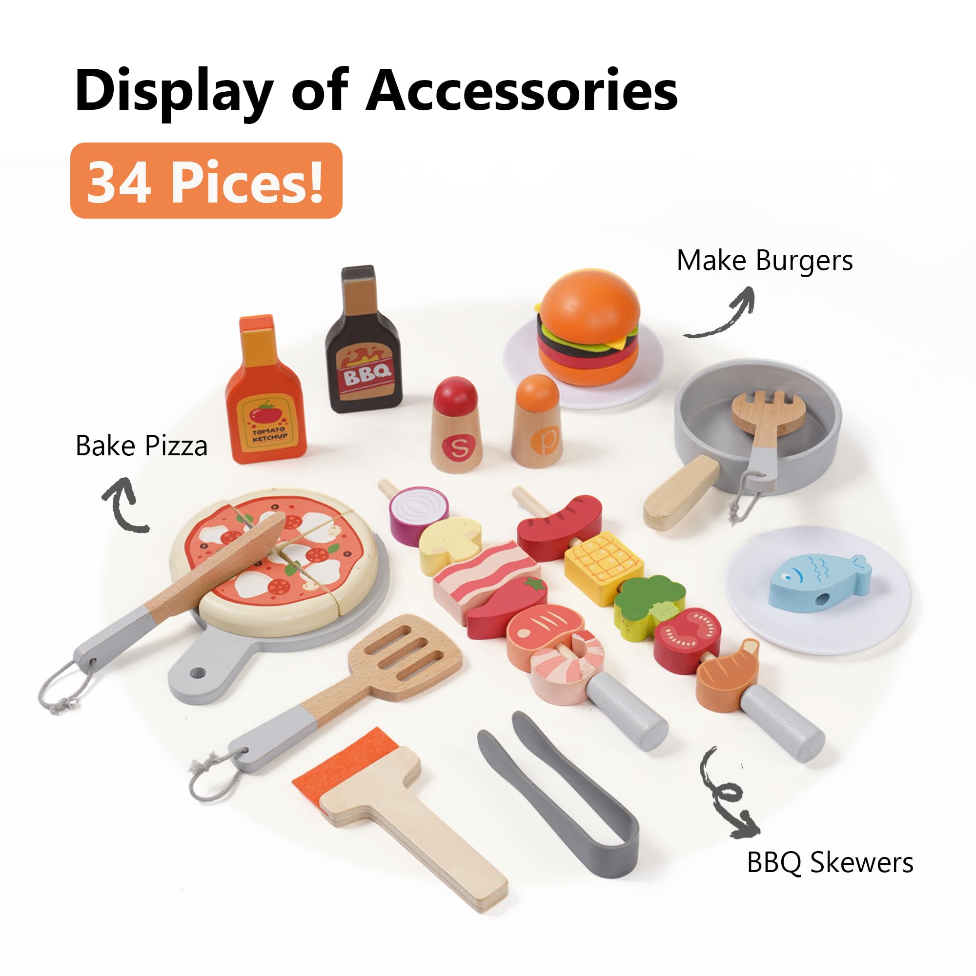 Leeshyah grilled pizza and burgers pretend foods for creative kitchen role-play.