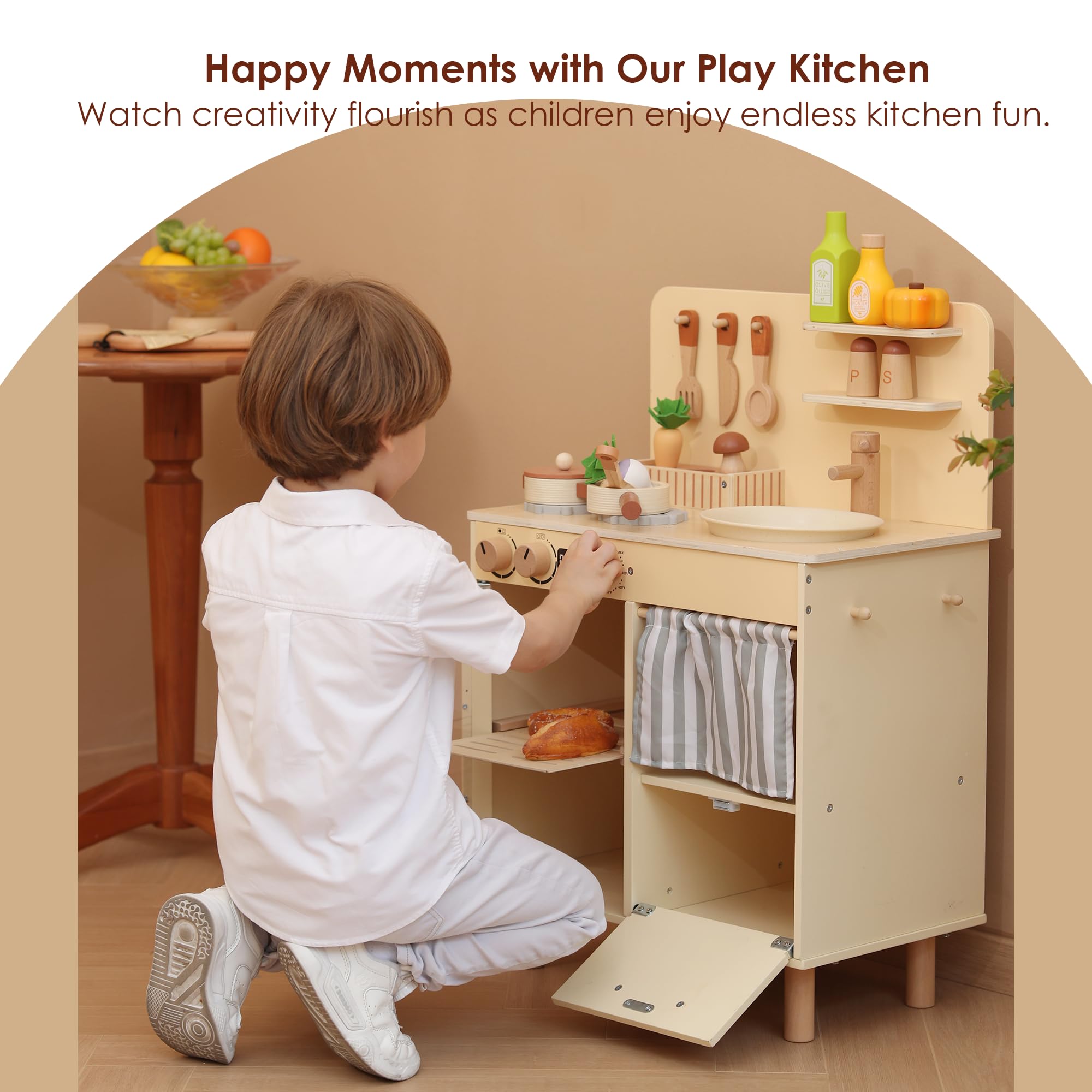 Leeshyah play kitchen with turning knobs for realistic culinary exploration