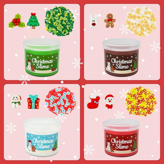Leetous slime kit add-ins with Santa and snowman charms for holiday creativity