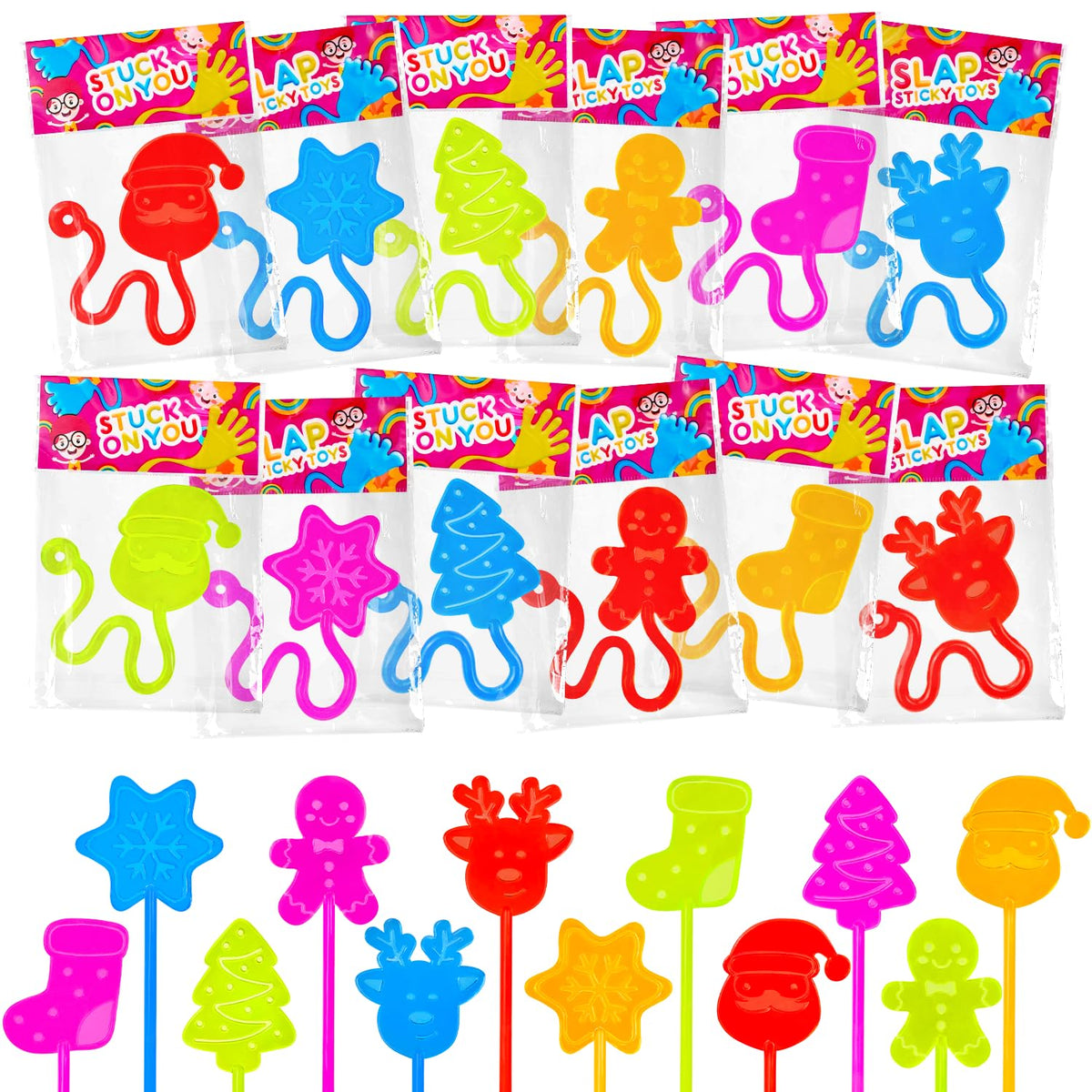 Leetous Christmas sticky hands: 60-pack assortment for holiday party prizes