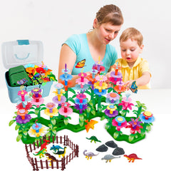 Leetous dinosaur pieces closeup highlights interlocking, durable blocks for kids.
