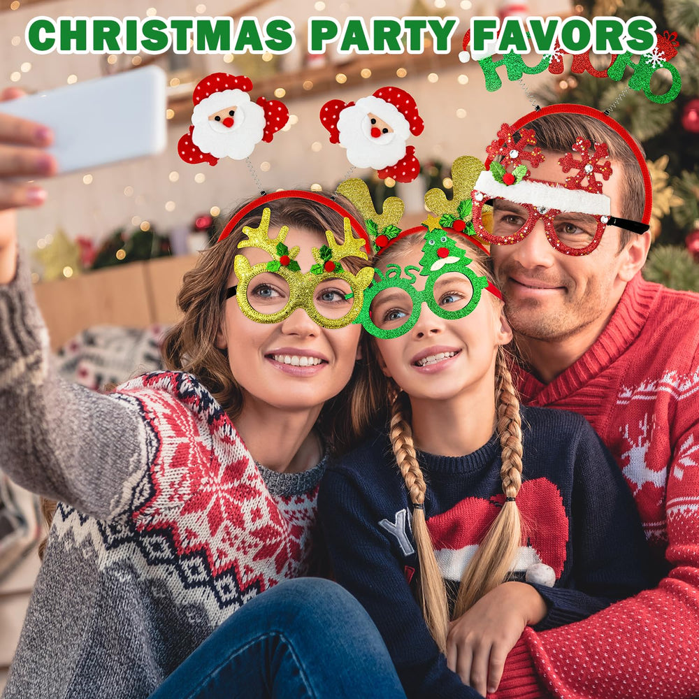 Leetous stockings, reindeer, and snowflake designs offer merry prop variety.