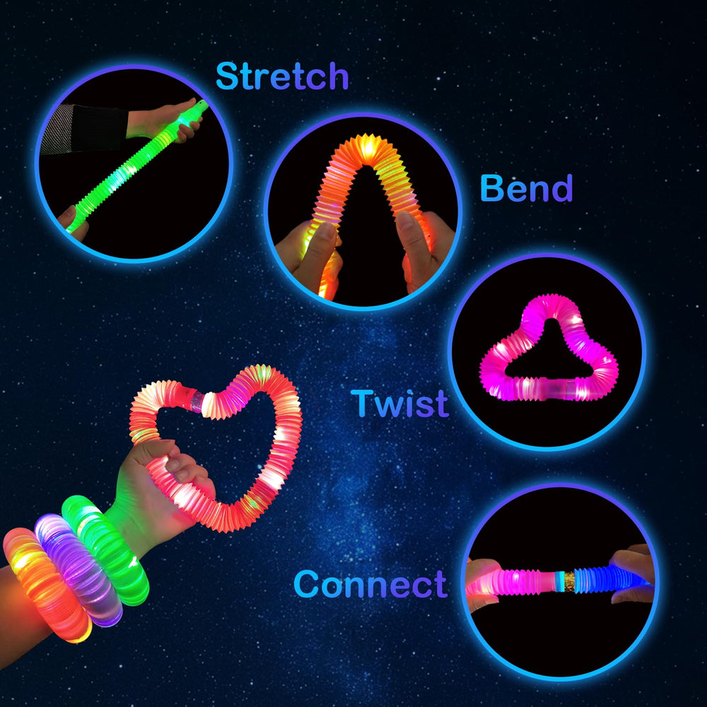 Leetous glow party decor set enhances Valentine and Mardi Gras vibes.