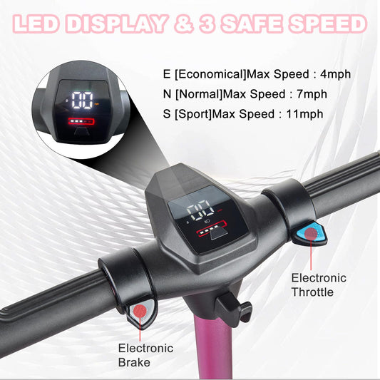 LEFELWEL kids pink scooter LED bar lights add visibility and style on the road