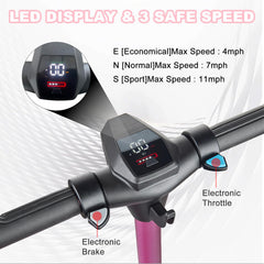 LEFELWEL kids pink scooter LED bar lights add visibility and style on the road