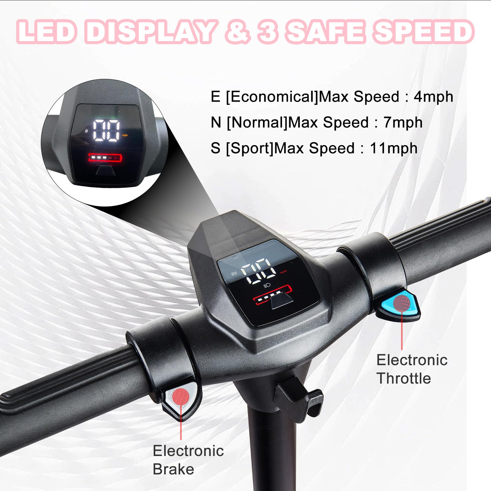 LEFELWEL scooter with colorful light bars for enhanced visibility during rides