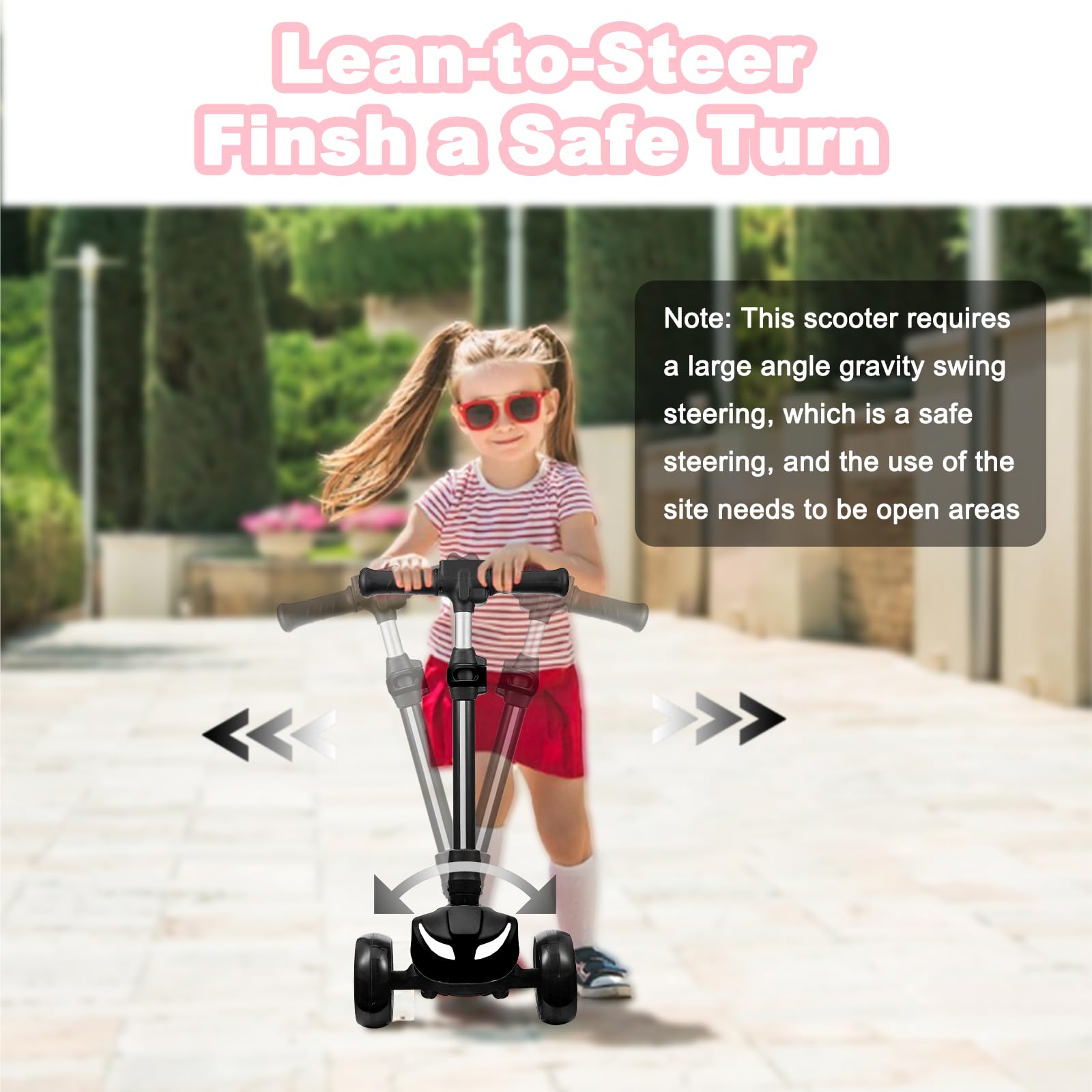 LEFELWEL kid scooter three-wheel stability helps beginners ride confidently.