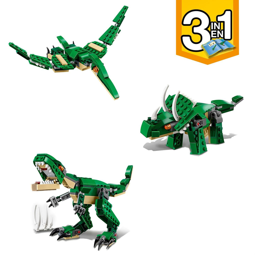 LEGO 31058 T‑Rex mouth open shows dramatic teeth for posing