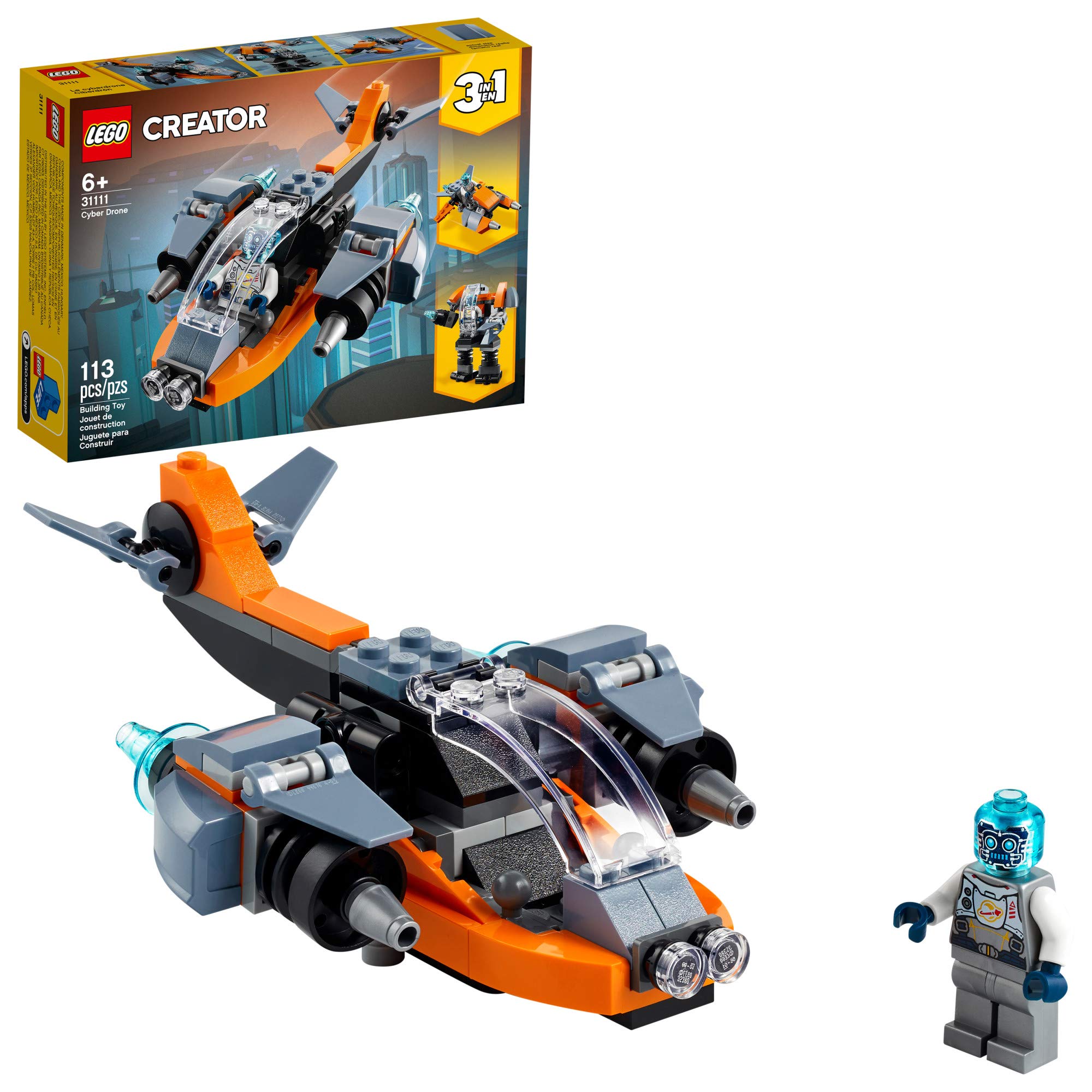 LEGO 31111 Cyber Drone front view inspires space missions and roleplay