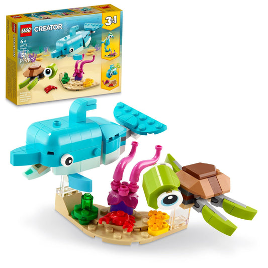 LEGO Creator 3in1 Dolphin and Turtle figures for imaginative play and display.