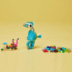 LEGO 31128 fish and crab swim scene fuels storytelling and exploration.
