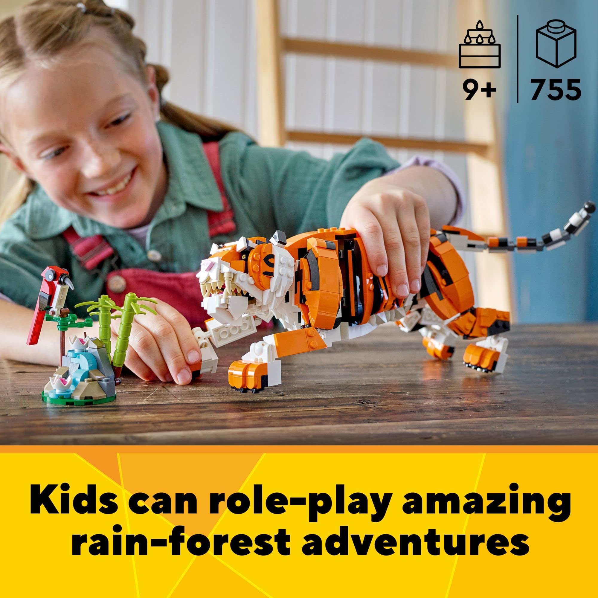 LEGO 31129 Majestic Tiger red panda with bonsai and bamboo for creative builds
