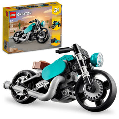 LEGO 31135 vintage motorcycle toy with movable front wheel for dynamic play.