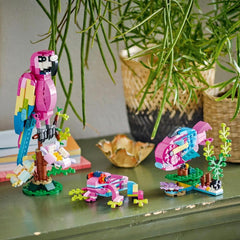 LEGO 31144 Exotic Pink Parrot fish model demonstrates underwater companion