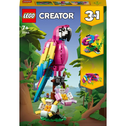 LEGO 31144 Exotic Pink Parrot side view highlighting pose and color