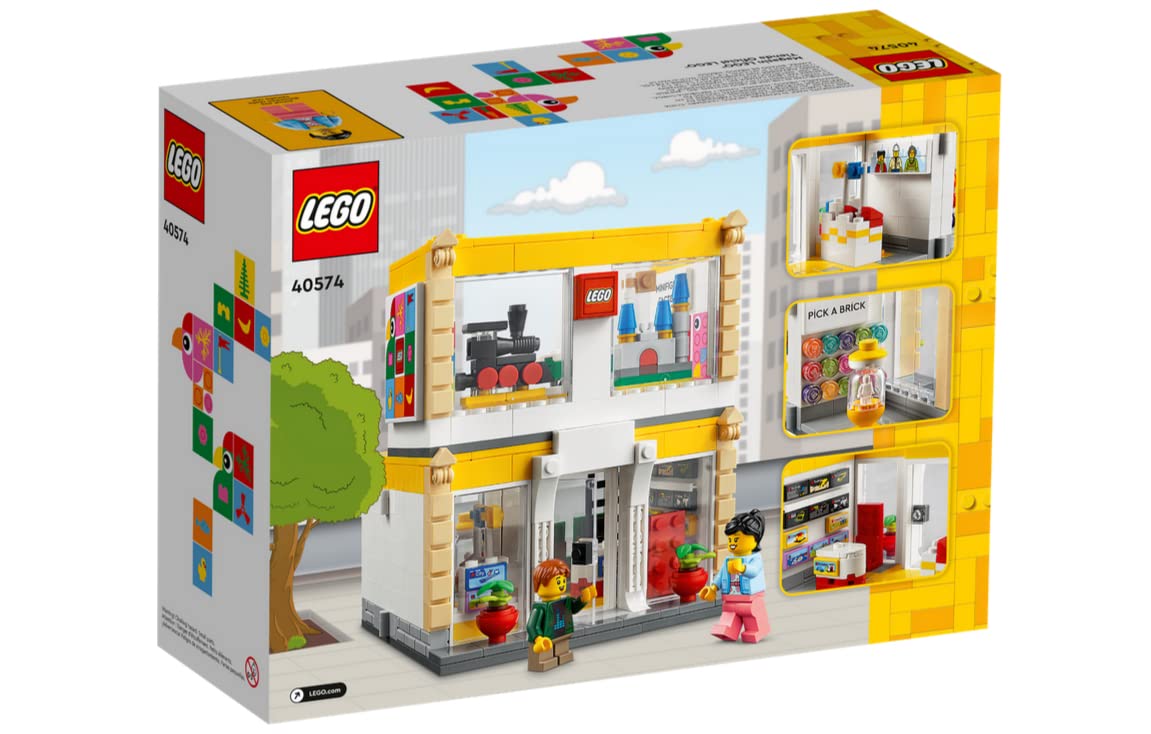 LEGO 40574 brick moat and boxes create a vibrant store scene.