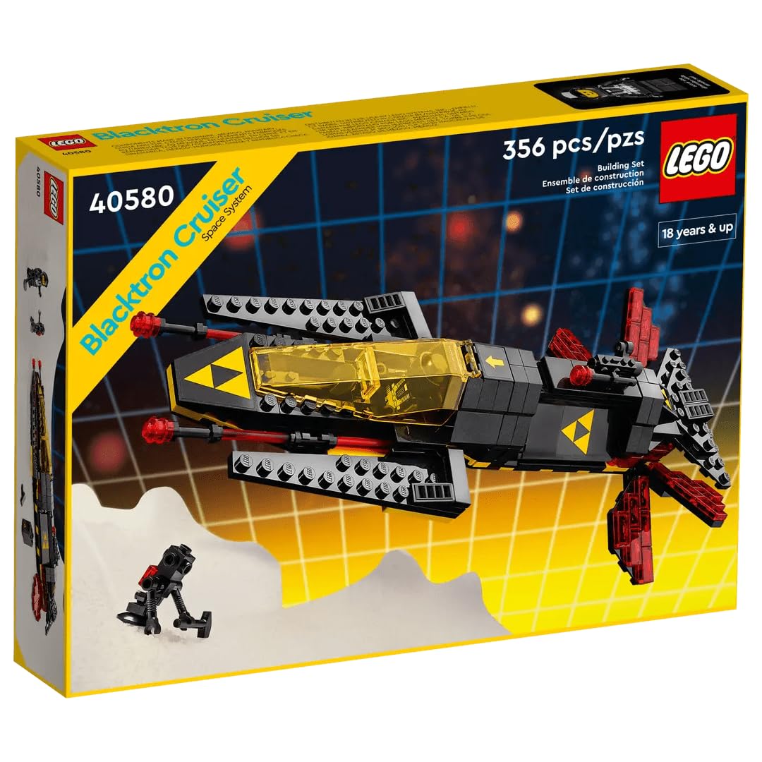 LEGO 40580 Blacktron Cruiser front view shows classic villains for nostalgic display.
