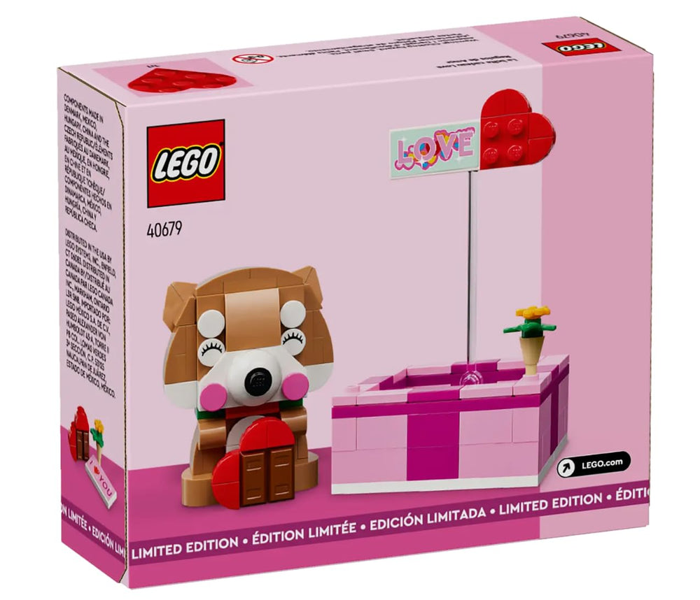 LEGO 40679 Heart-shaped chocolate box with flowers and balloon for romantic gifting.