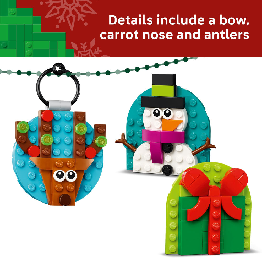 LEGO 40744 hanging-on-tree ornament kit for easy tree decoration and family crafting.