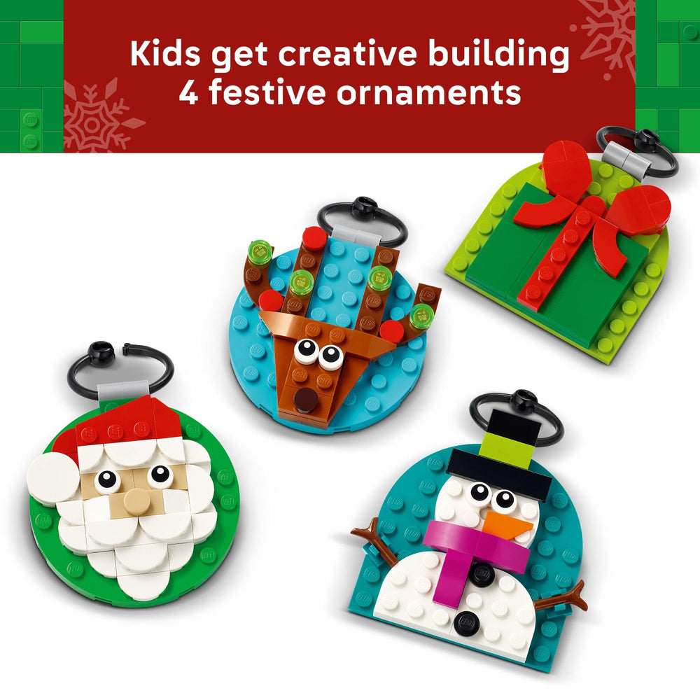 LEGO 40744 snowman with scarf ornament adds cozy charm to winter display.