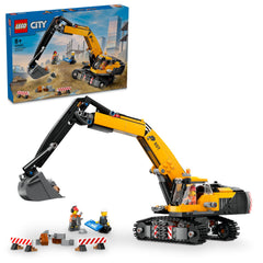 LEGO City 60420 yellow excavator front view promotes imaginative play.