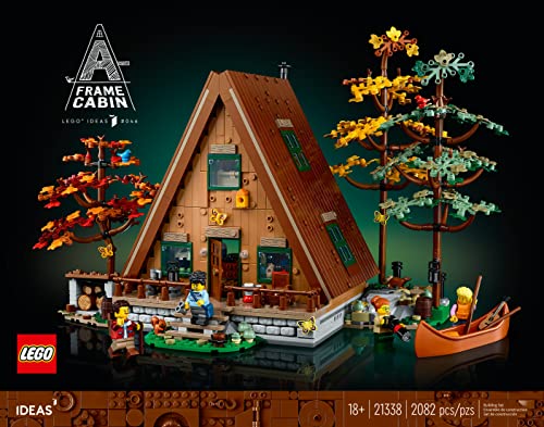 LEGO Ideas A-Frame Cabin roof detached revealing interior detail