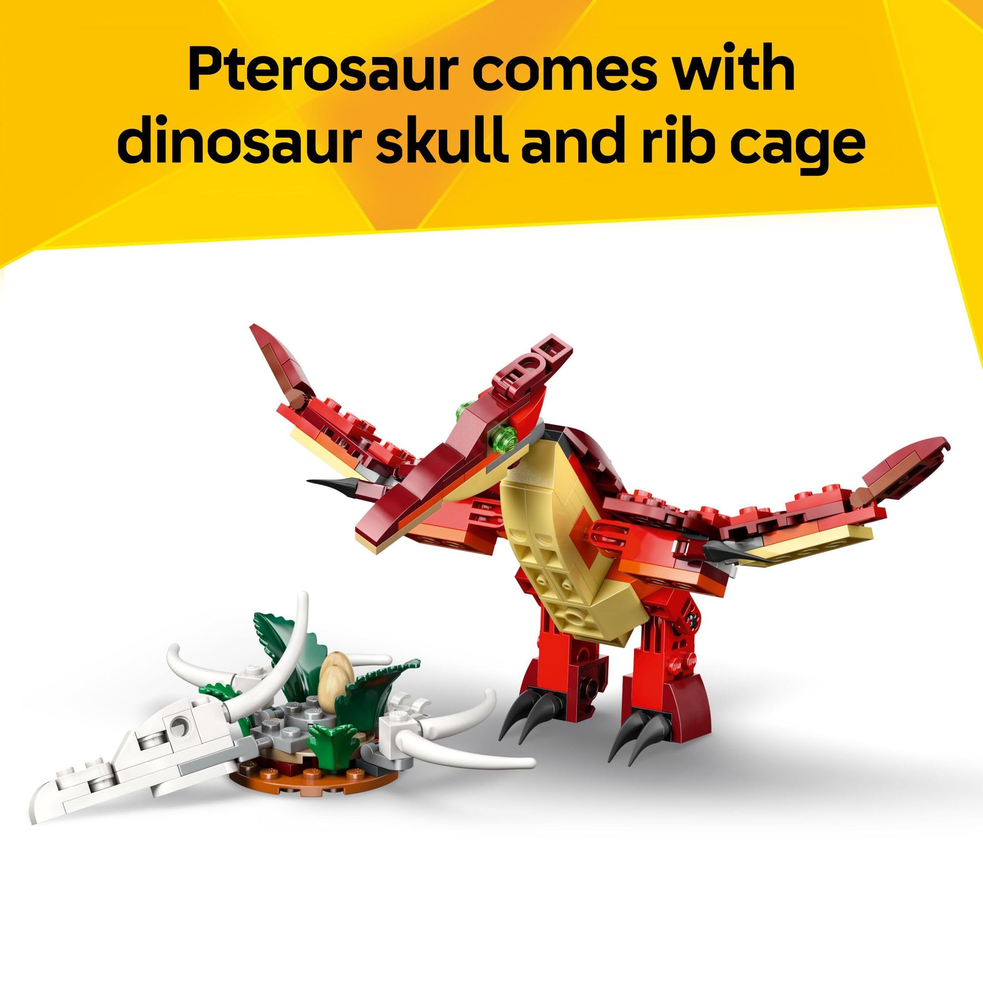 LEGO dinosaur skull, rib cage and eggs accessories add realism