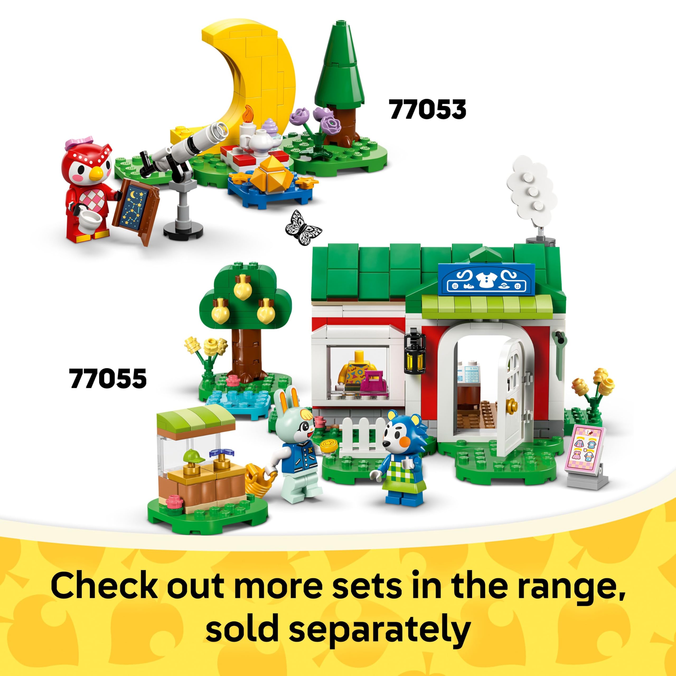 LEGO Animal Crossing car and travel trailer inviting mobile town adventures