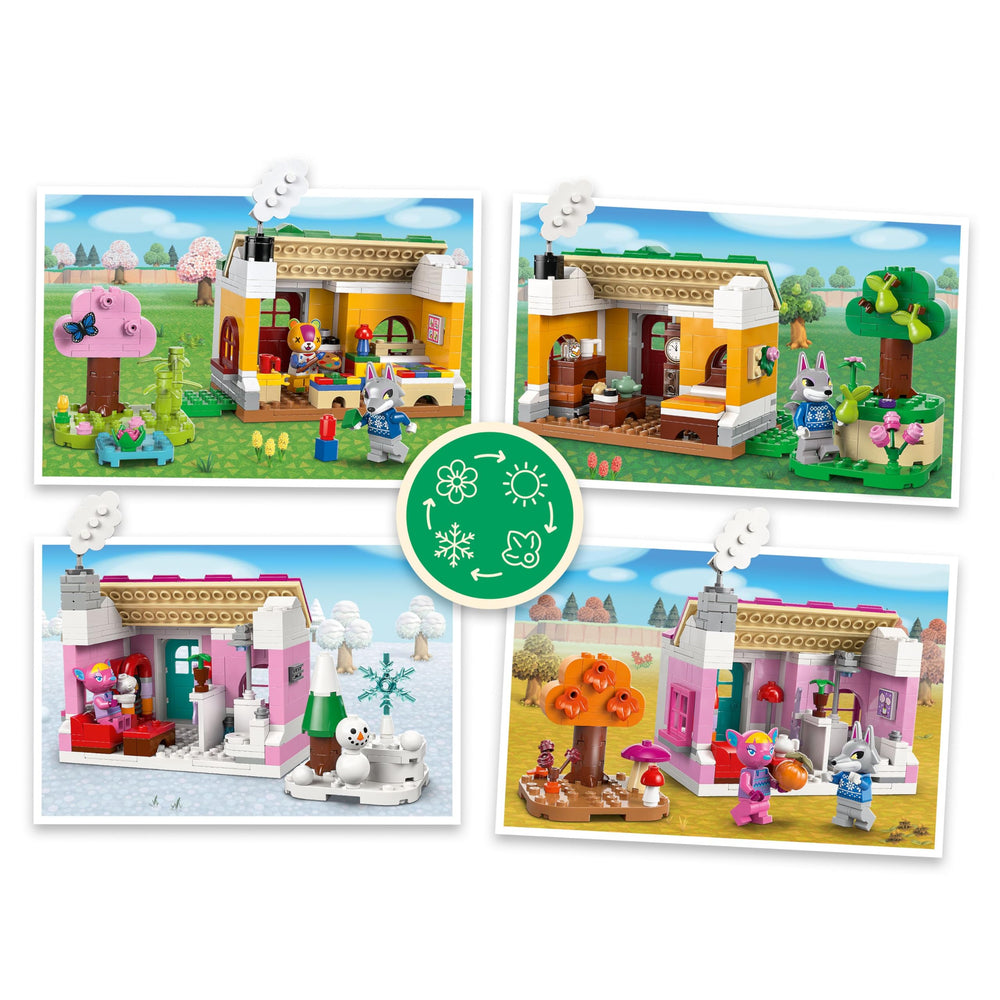 LEGO Animal Crossing seasonal decorations for spring, summer, autumn, and winter storytelling.