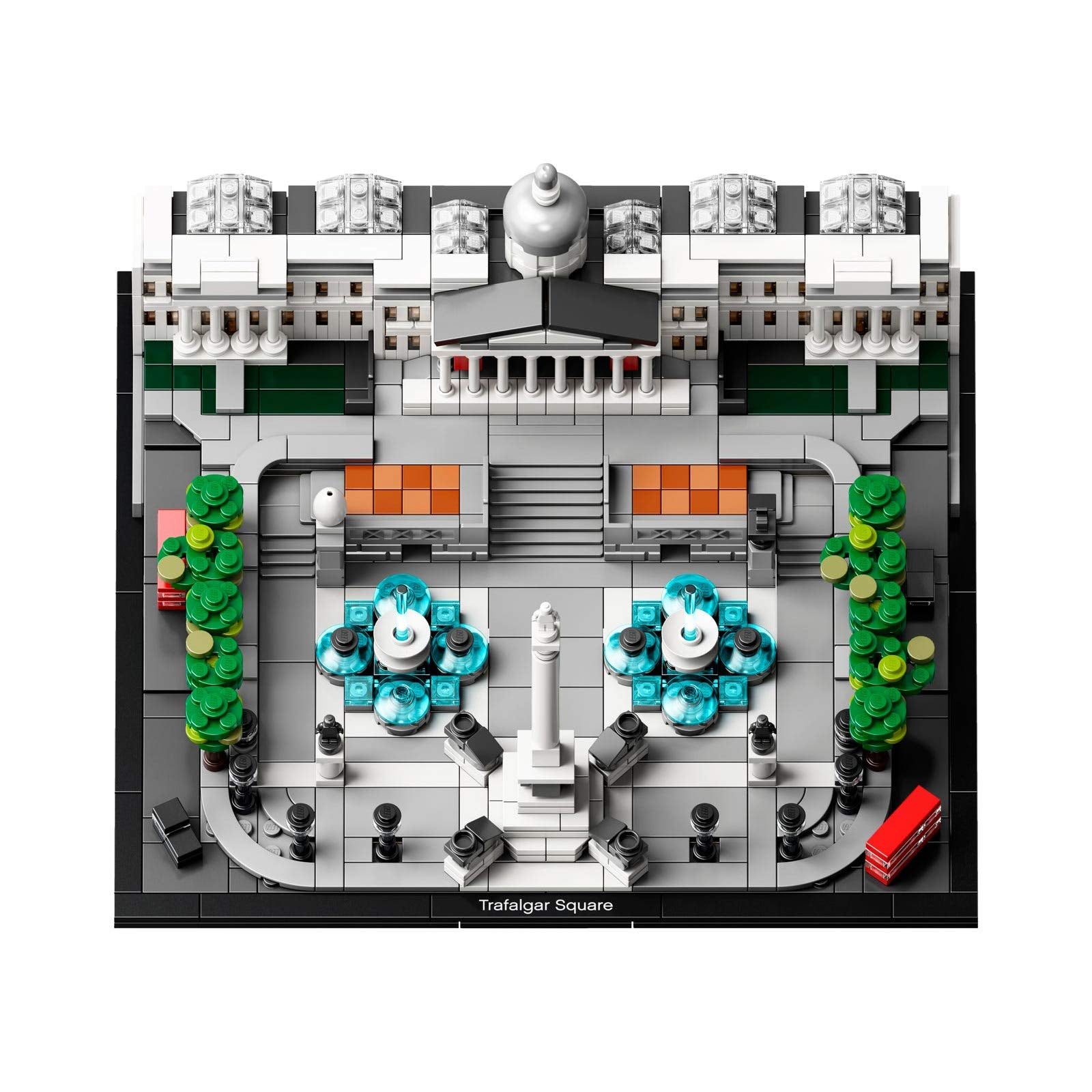 LEGO Architecture 21045 Trafalgar Square fountains detail, great for learning urban layouts and display.
