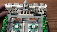 LEGO Architecture 21045 Trafalgar Square Nelson's Column with lions, creates a bold centerpiece for a shelf.