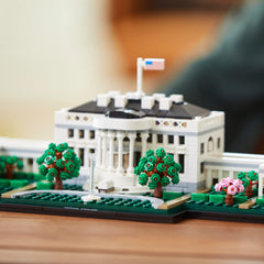 LEGO Architecture White House east wing with garden context and facade line.