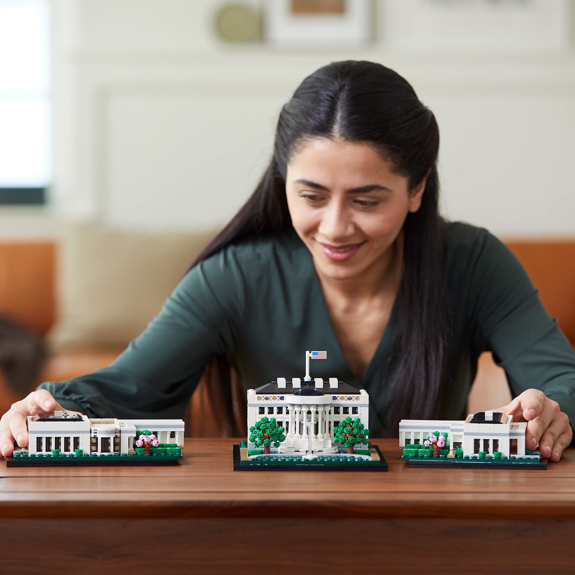 LEGO Architecture White House executive residence in a stylized display.