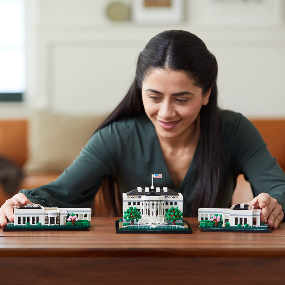 LEGO Architecture White House executive residence in a stylized display.
