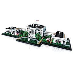 LEGO Architecture White House west wing with connecting colonnades seen from the side.
