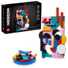 LEGO Art 31210 rectangle pieces form a vibrant abstract wall display.