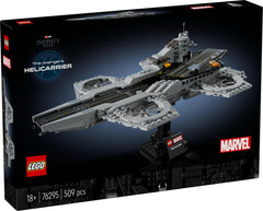 LEGO Avengers Helicarrier showcase allows collectors to proudly display the model.