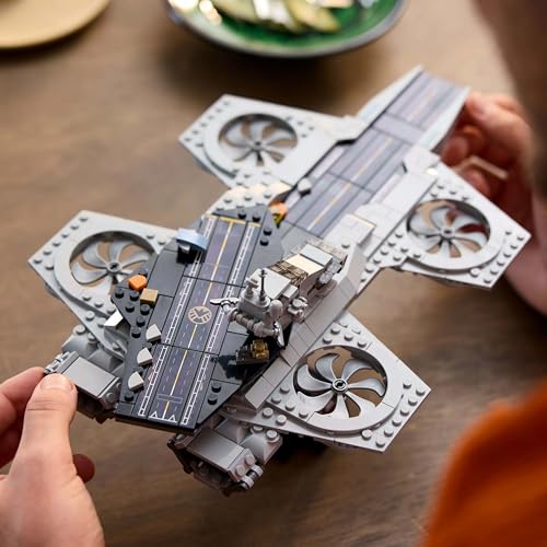 LEGO Avengers Helicarrier top detail captures color and texture for tactile building joy.
