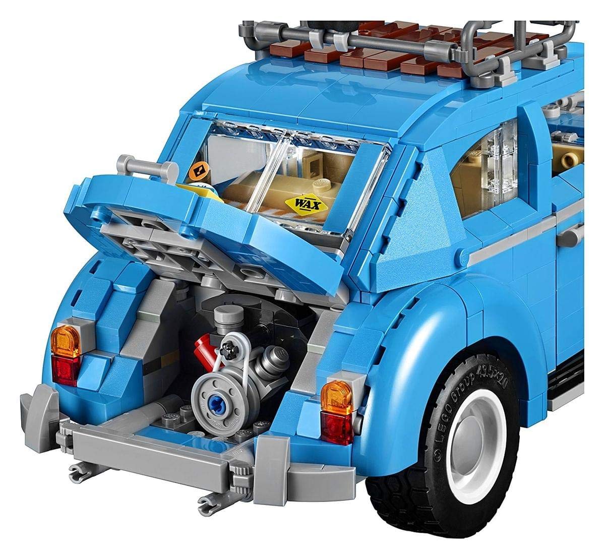 LEGO Creator Expert Volkswagen Beetle 10252 interior view with dashboard and beige seats