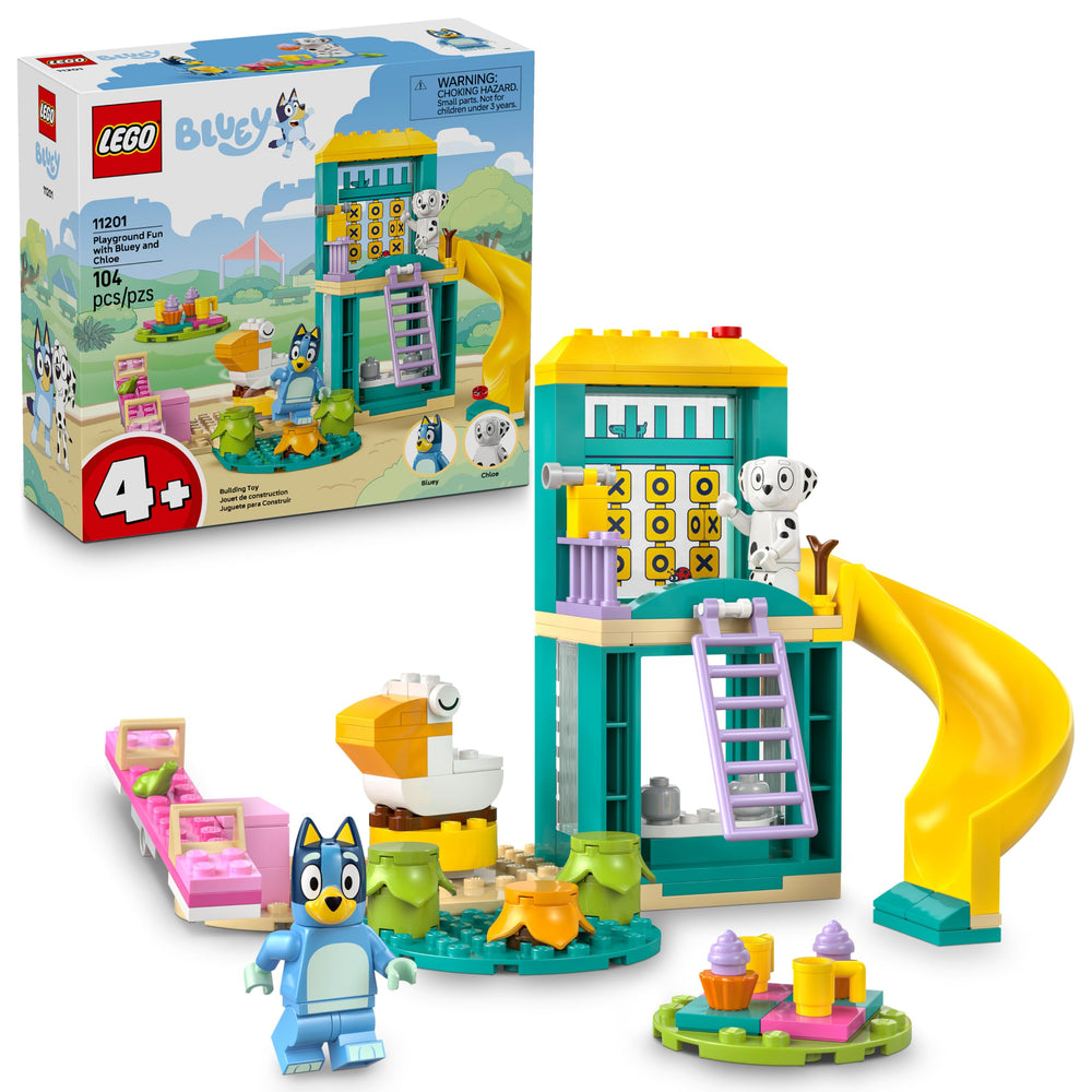 LEGO Bluey Playground with Bluey and Chloe minifigs for imaginative storytelling
