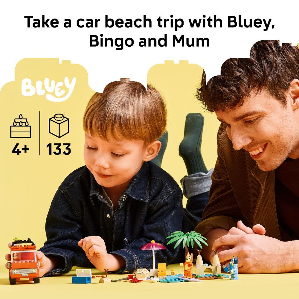 LEGO Bluey sandcastle play with family car inspires storytelling