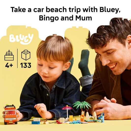 LEGO Bluey sandcastle play with family car inspires storytelling