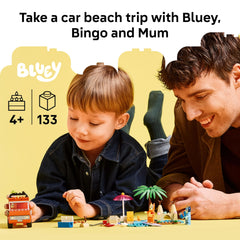 LEGO Bluey sandcastle play with family car inspires storytelling