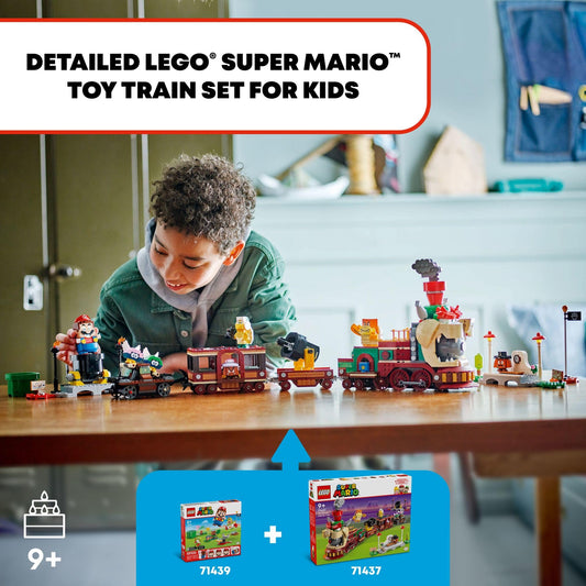 LEGO Bowser Express Train side view showcases vibrant colors for engaging setup