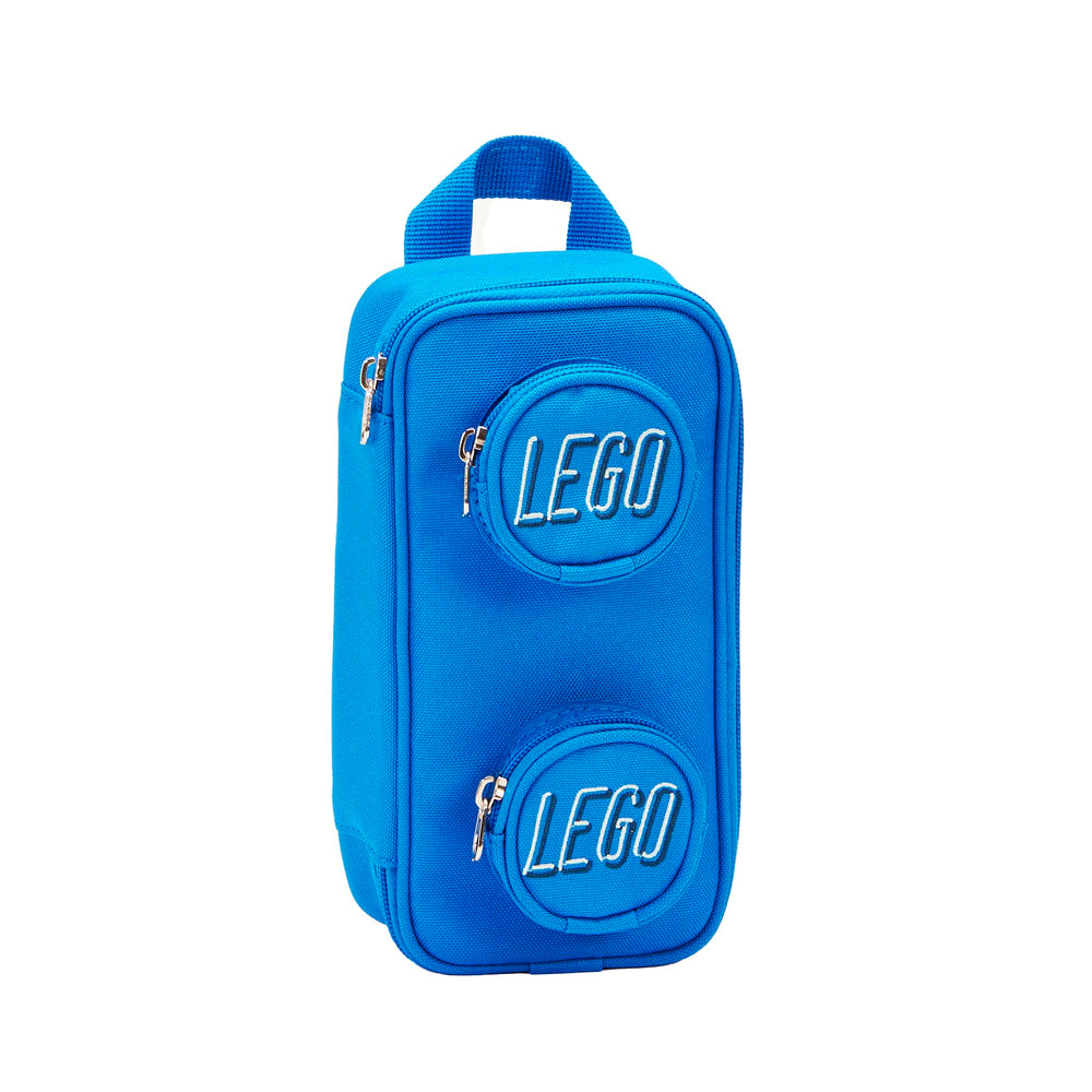 LEGO Brick Pouch blue front view highlights the iconic brick shape for versatile organization