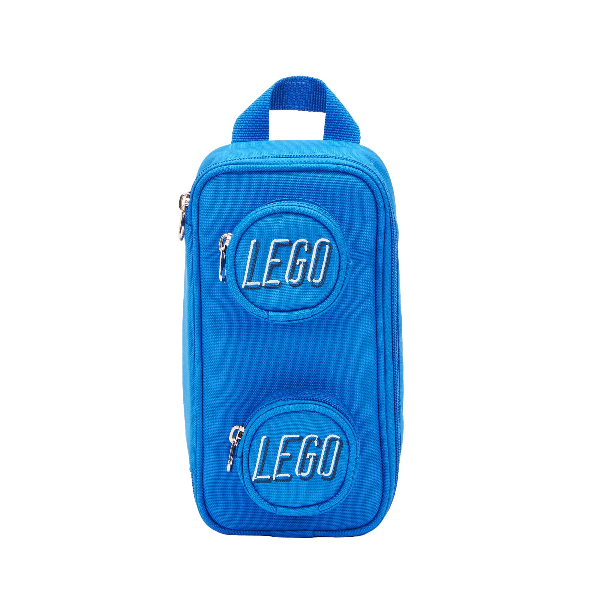 LEGO Brick Pouch blue open main compartment provides ample space for pens, chargers, and snacks