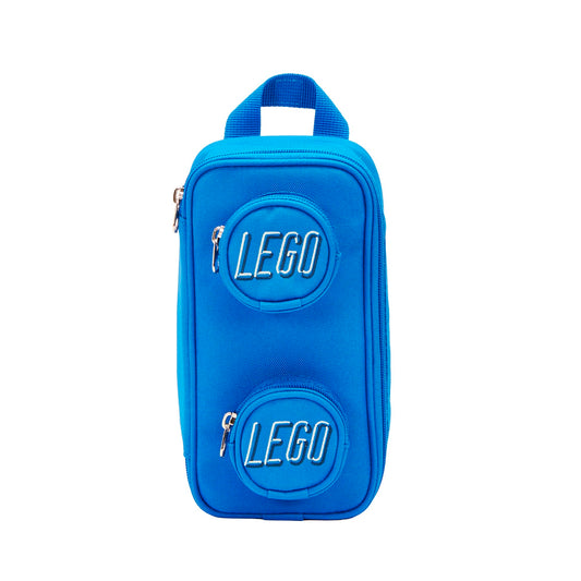 LEGO Brick Pouch blue open main compartment provides ample space for pens, chargers, and snacks