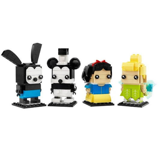 Closeup of Oswald and Mickey BrickHeadz showing detailed brickwork for collectors