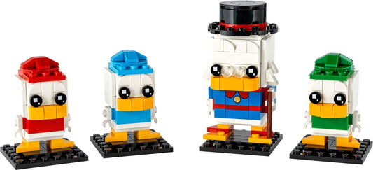 LEGO BrickHeadz Disney DuckTales Scrooge McDuck top hat display piece for collectors.